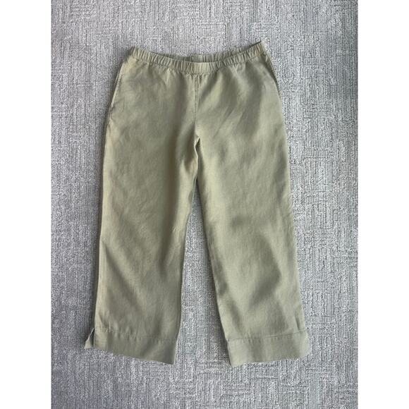 J. Jill Love Linen Green Pull On Crop Pants with Pockets Small 6-8 - Picture 6 of 6